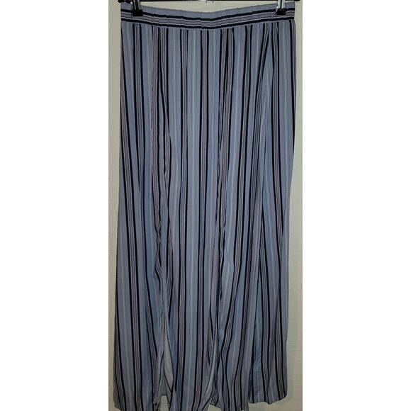 Love, Fire Nordstroms Blue Striped Double Front Slit Pencil Skirt Large Boho - Picture 1 of 4